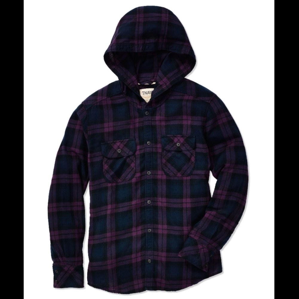 TNA VEUC Brewster Plaid Flannel Hoodie Blouse